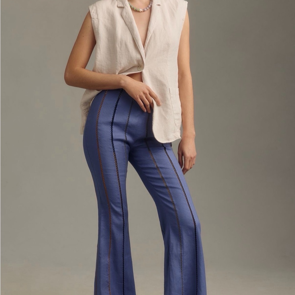 Anthropologie Stylish Blue Flared Pants